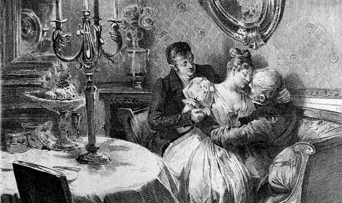 Ilustración para Papá Goriot: La mujer es coqueta mientras no ama.