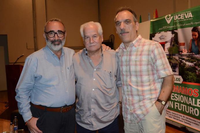 Omar Ortiz, Lisandro Duque y José Alias en la UCEVA (Tuluá). Foto: Olga Lucía Arias.